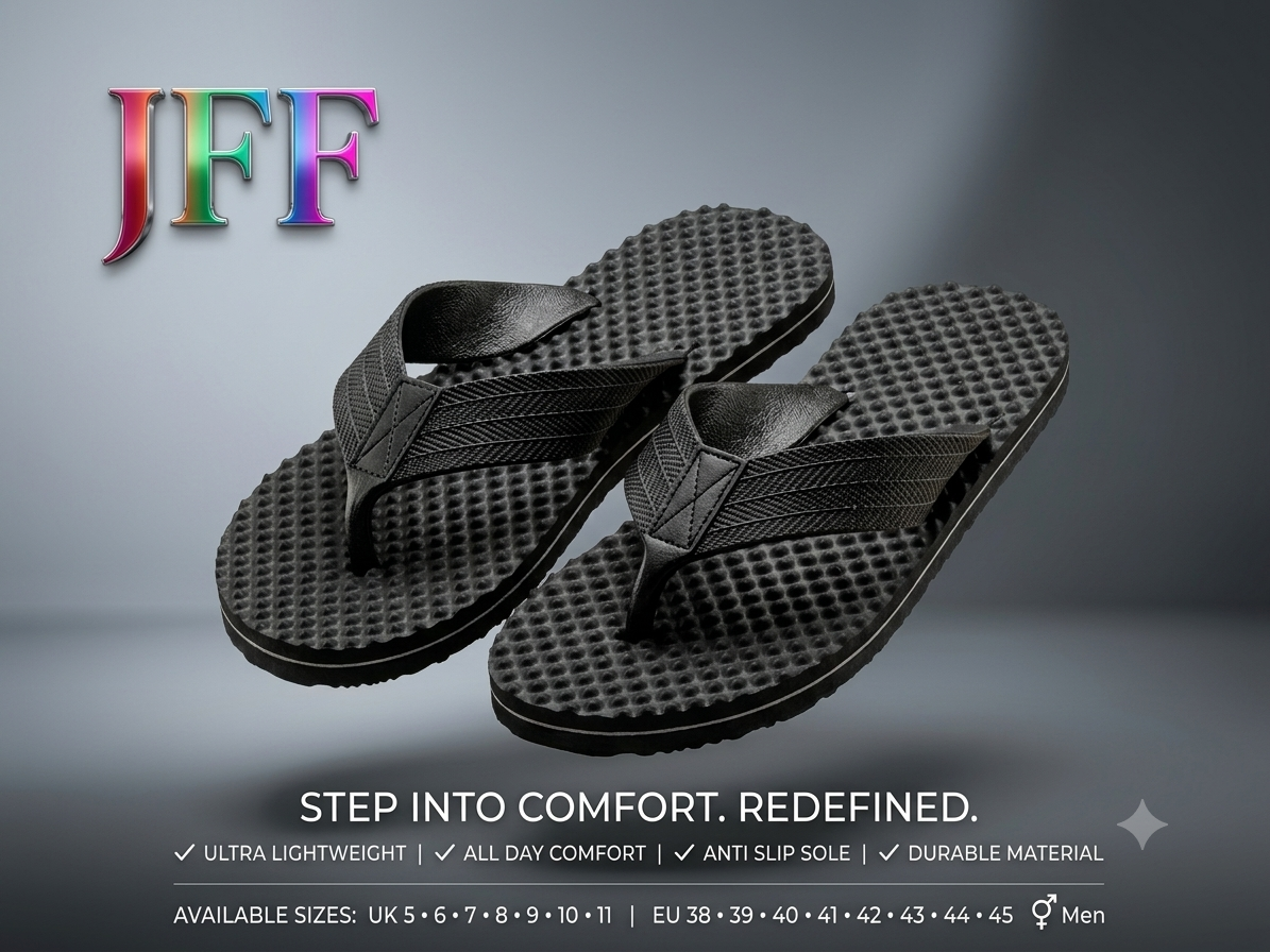 JFF Men Orthopedic Black Slippers - Image 11