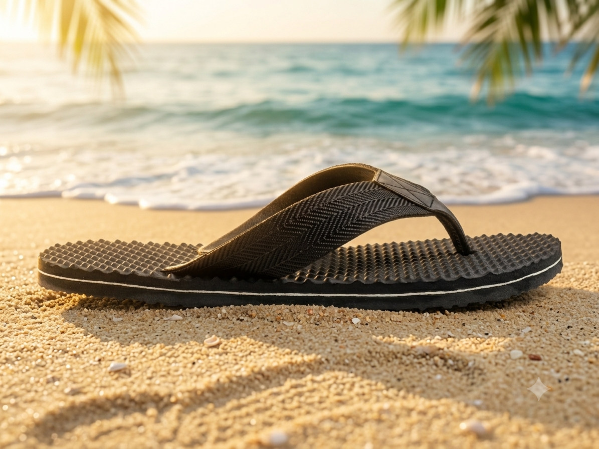 JFF Men Regular Black Slippers - Image 1